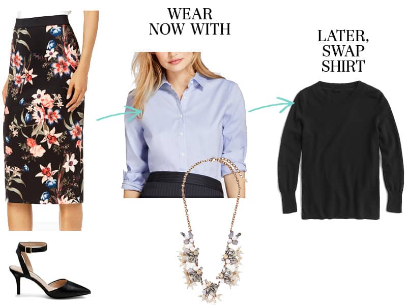 Wear To Work Now and Later - Floral Skirt