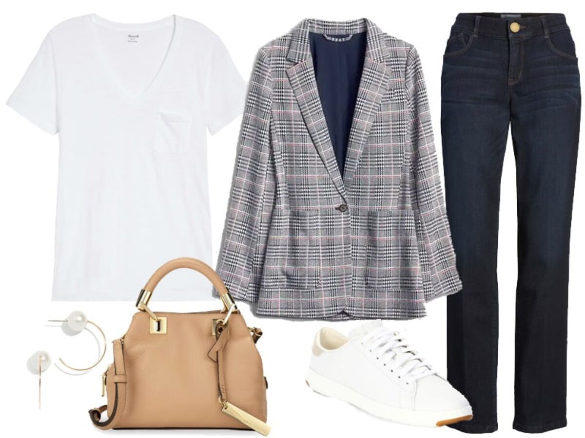 jeans sneakers blazer