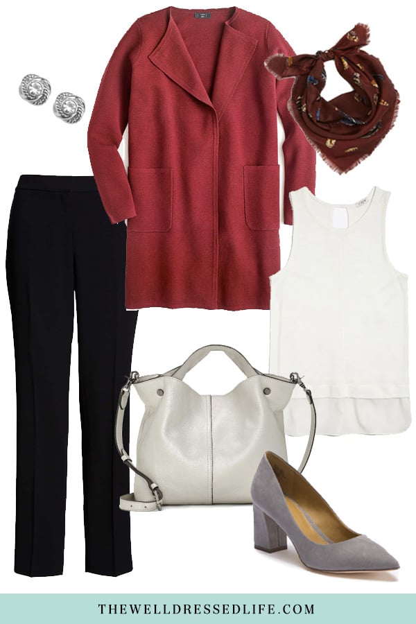 Wear to Work: Burgundy Sweater Blazer - The Well Dressed Life