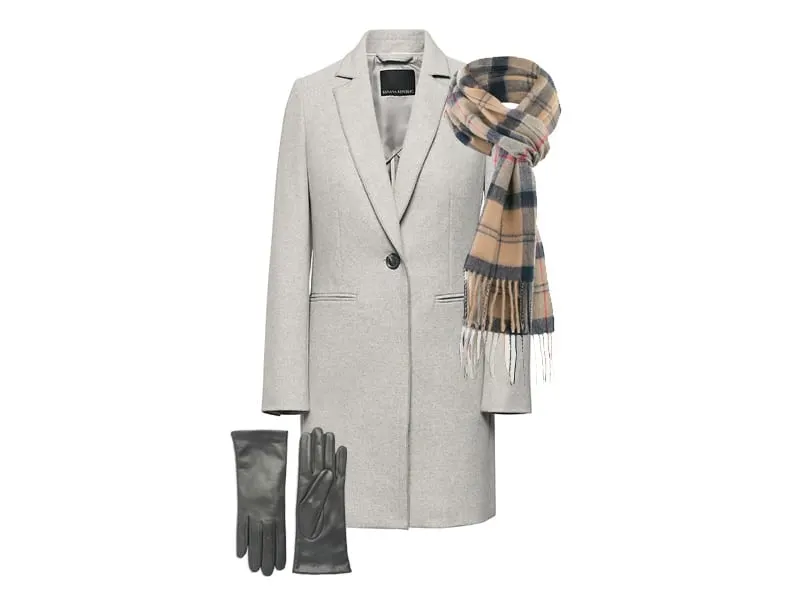 Melton wool walking hot sale coat with scarf