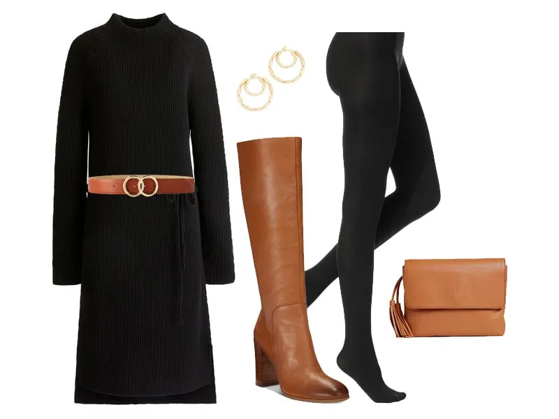 Weekend Outfit Inspiration: Cognac Knee High Boots Two Ways