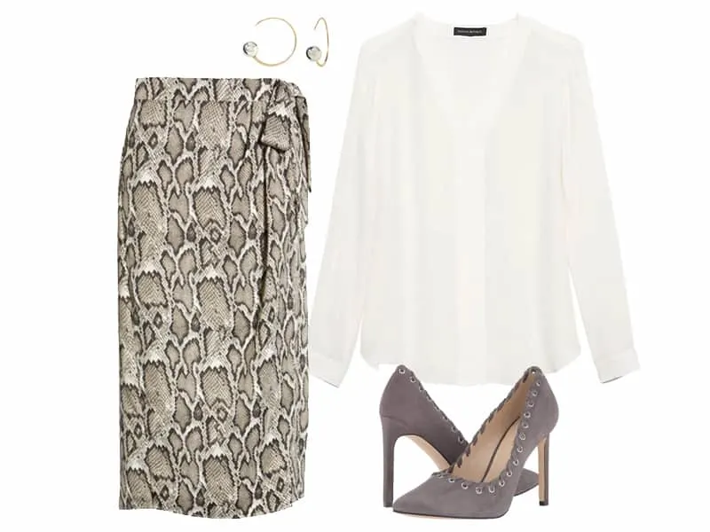 Wear to Work: Snakeskin skirt two ways