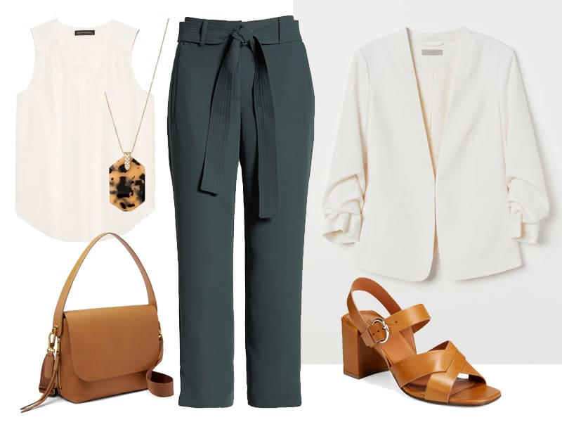 Fitted Blazer + Tank Bodysuit + Belted High Waist Pants  High waisted  pants outfit, Fashion pants outfit, High waisted pants