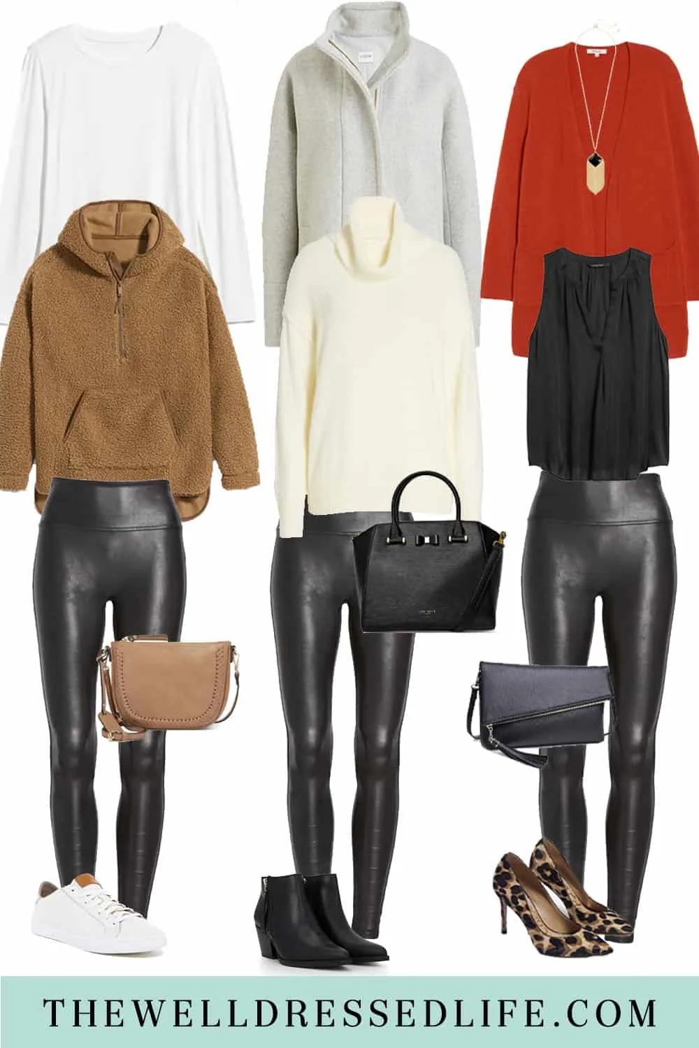 4 Ways To Style Brown Faux Leather Leggings For Work - A Southern Flare