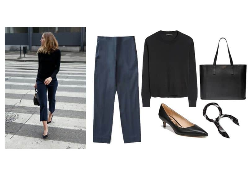 how to wear navy and black together