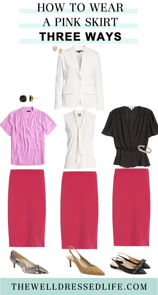 How to Wear a Pink Skirt Three Ways