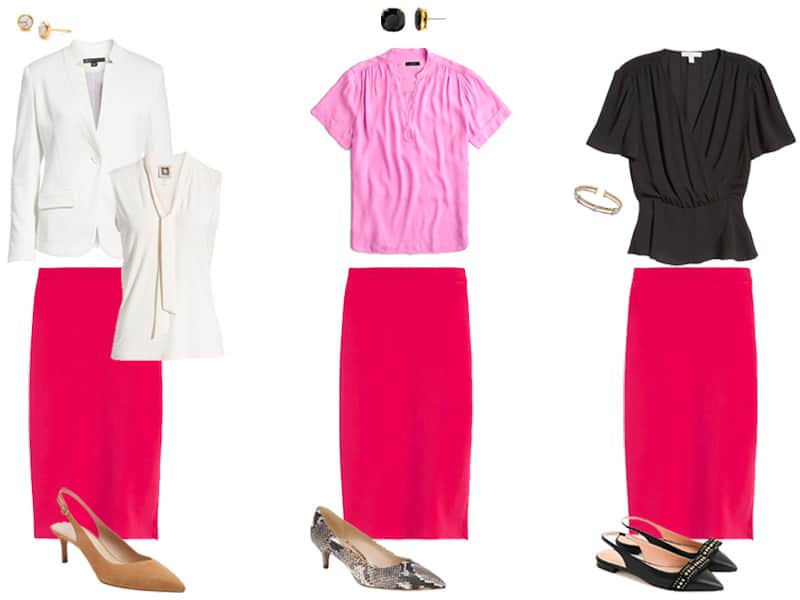 How to Wear a Pink Skirt Three Ways