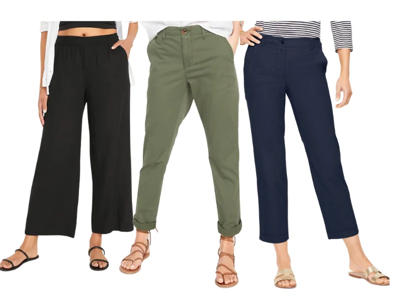 Women Cargo Capri Pants Casual Knee Capris With Side Pockets High