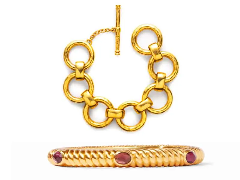 Chain link bracelet and hinged bangle bracelet from Julie Vos
