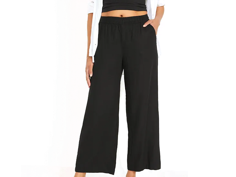 Linen Wide Leg Pants - Black