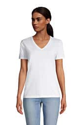 Lands End Women’s All Cotton Short Sleeve V-Neck T-Shirt