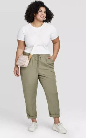 Women’s Plus Size Skinny Ankle Linen Pants – A New Day™