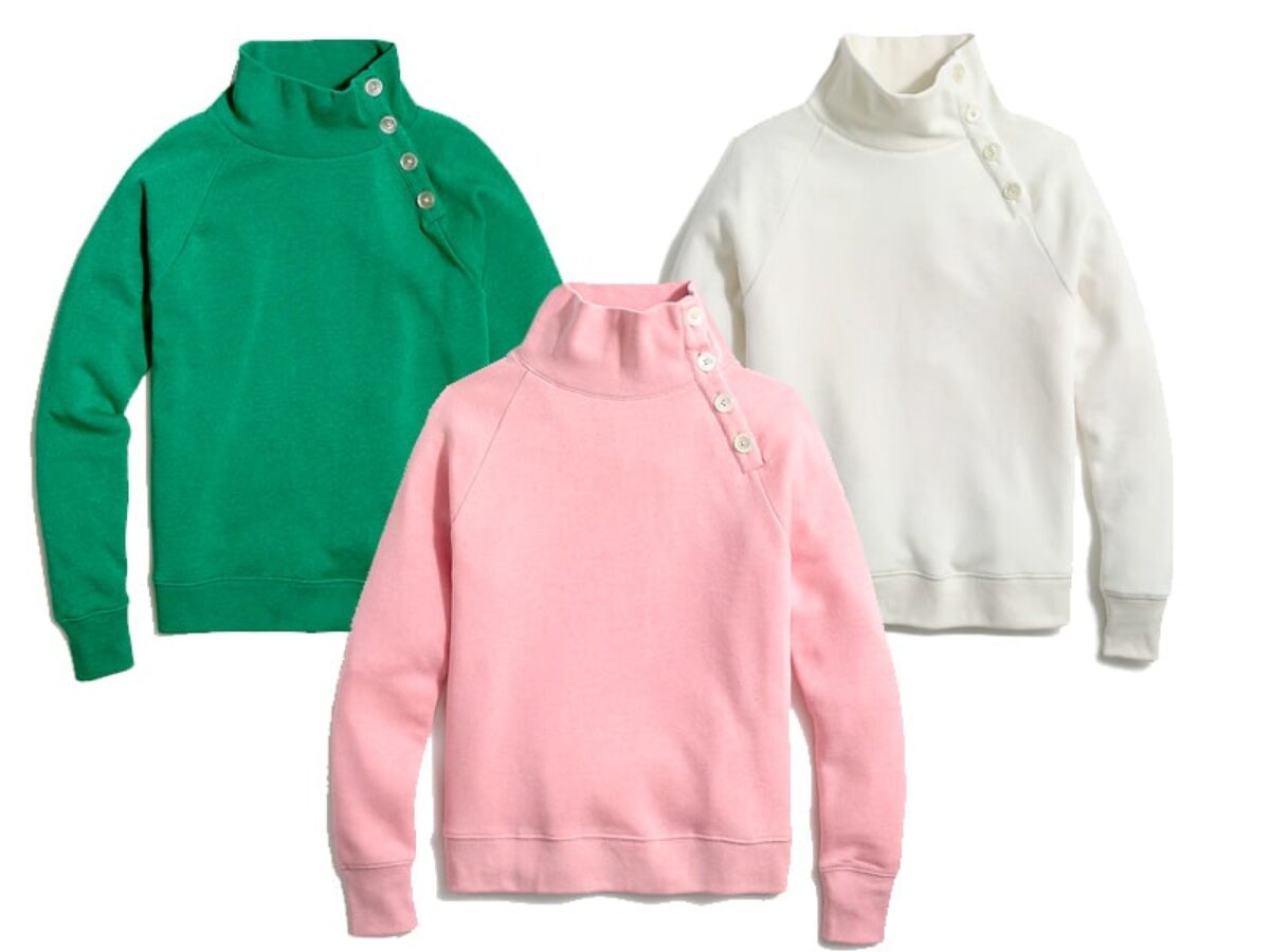 j crew button collar pullover sweatshirt