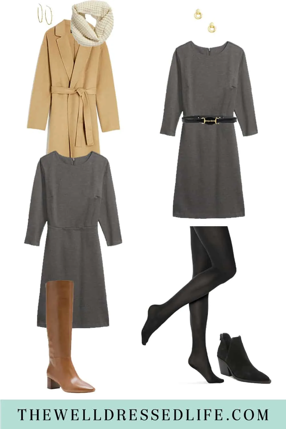 How to Wear a Simple Grey Dress Two Chic Ways