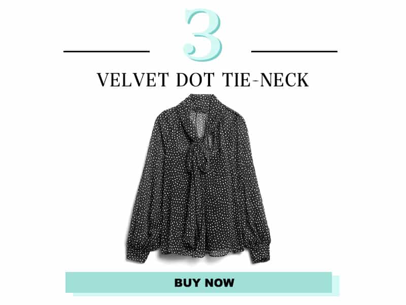 Velvet Dot Tie Neck Blouse from Banana Republic
