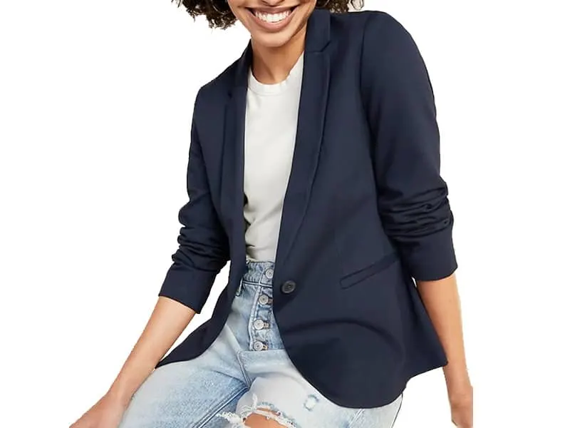 Navy blue hotsell blazer womens outfit