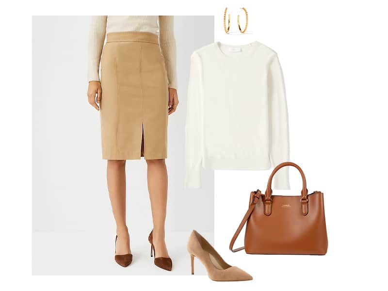 tan skirt work