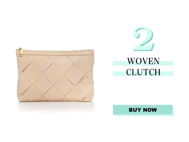 woven clutch in bone color