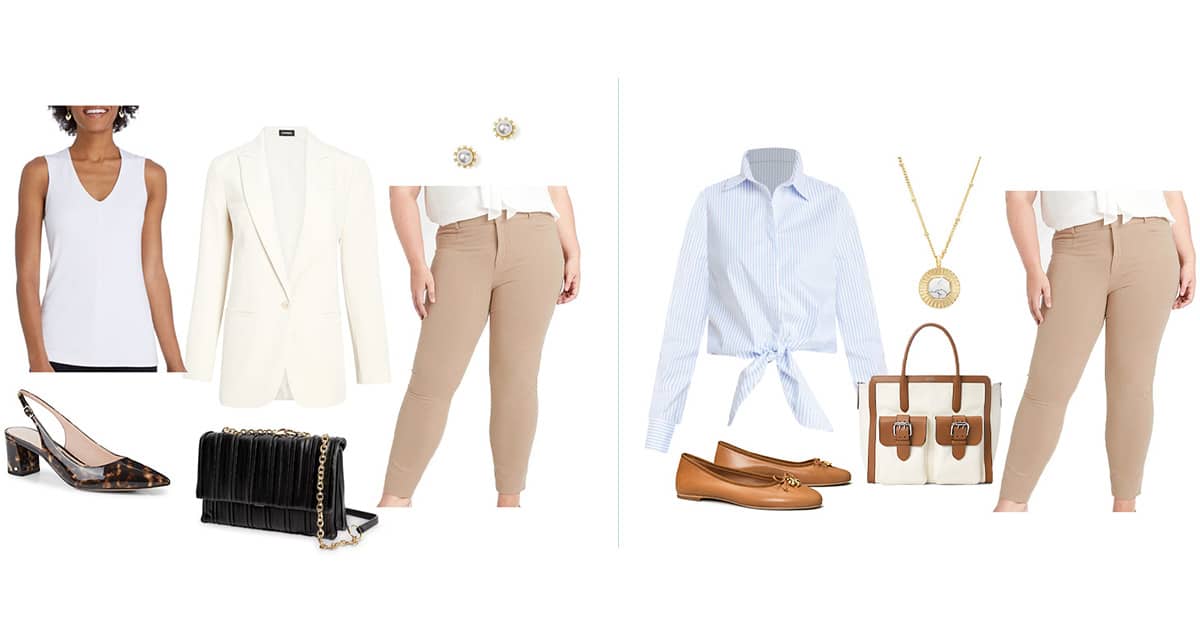 How to Wear Tan Pants to Work Two Ways