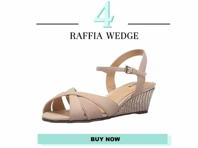 Trotters Tan wedge with raffia