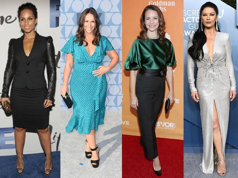 Alicia Keys, Jennifer Love Hewitt, Kristin Davis, and Catherine Zeta Jones have a Pear Shape Body Type