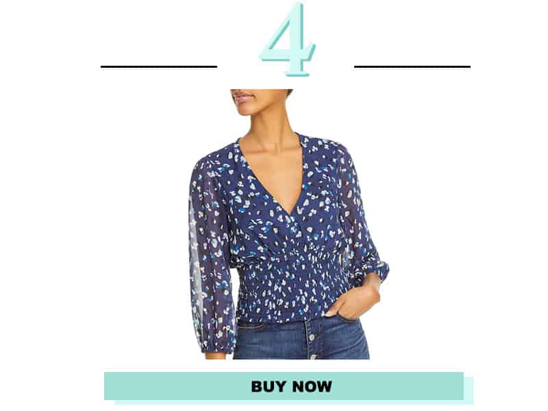 Aqua Navy Floral Blouse