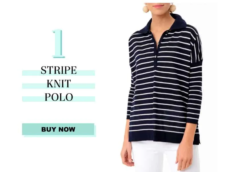 Navy Striped Polo Sweater