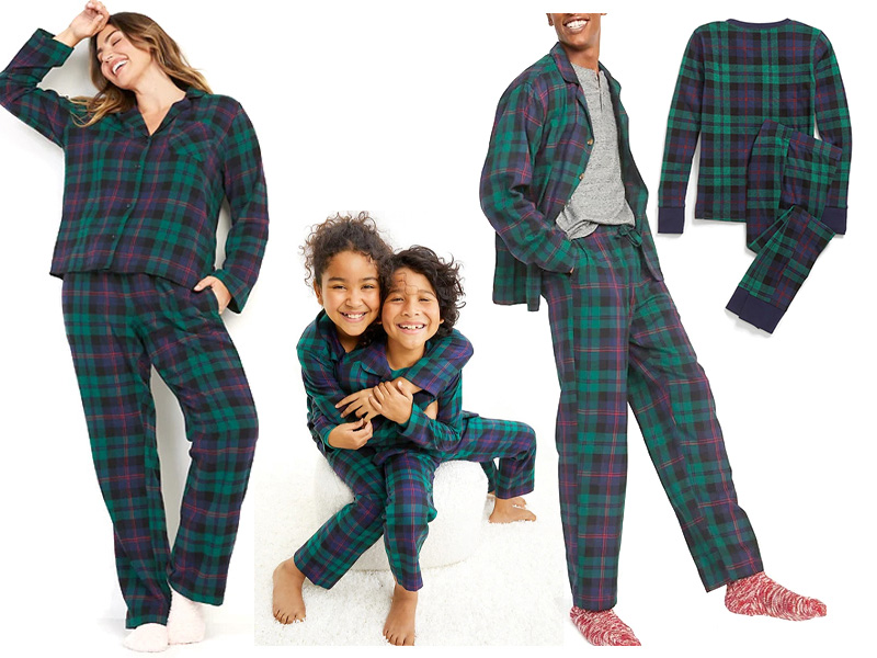 old navy green plaid pajamas