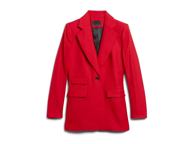 Banana Republic Sculpted-Fit Italian Wool Blazer in Red