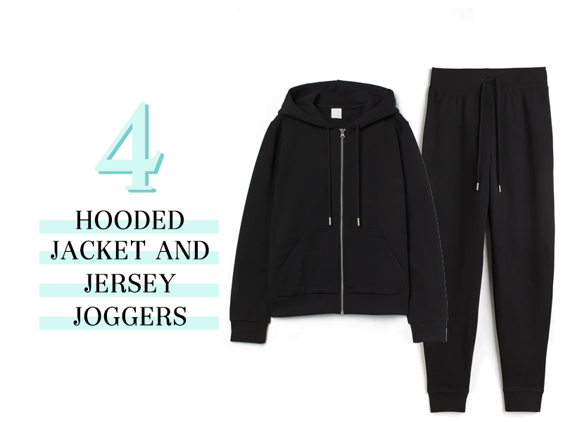 H&M Hooded Jacket and Jersey Joggers in black