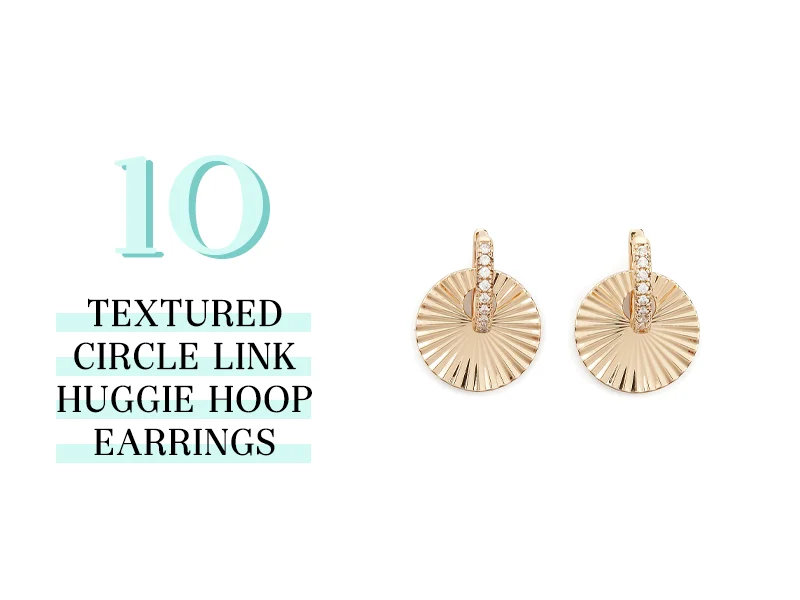 Mini Textured Circle Link Huggie Hoop Earrings