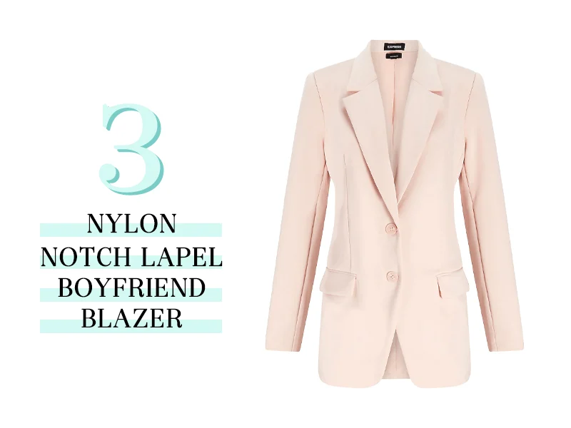 Nylon Notch Lapel Boyfriend Blazer in Pink