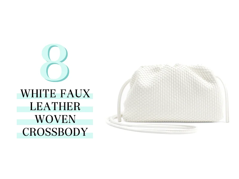 White Faux Leather Woven Crossbody