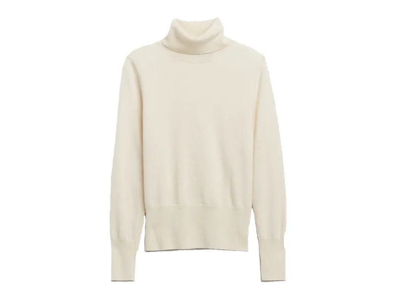 Off-White Mock Neck in Wool & Cashmere