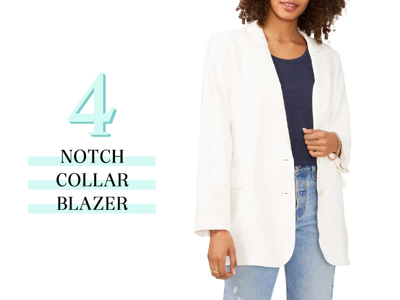 Notch Collar Blazer in White