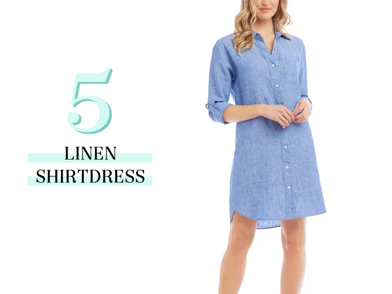 Blue Linen Shirtdress