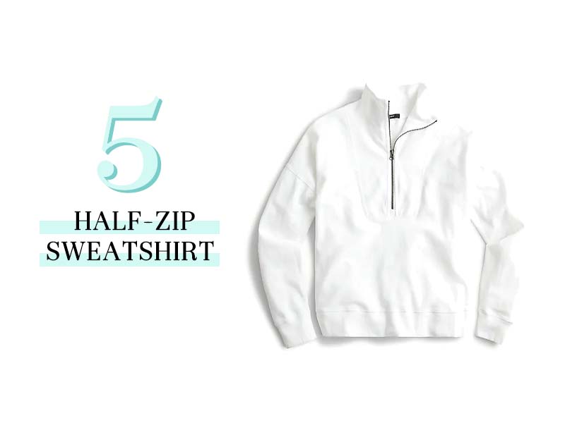 Half Zip Sweatshirt in White