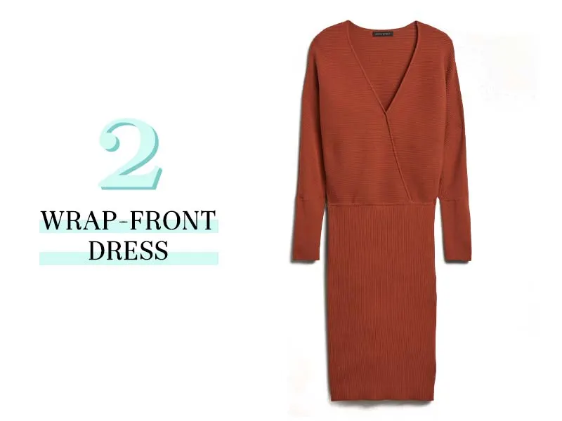 Wrap Front Dress in rust