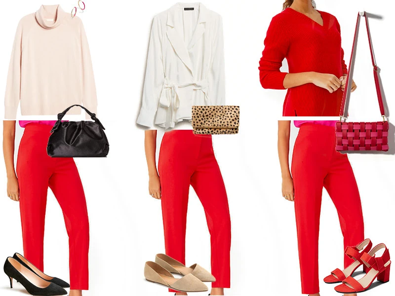 Red best sale pants outfit