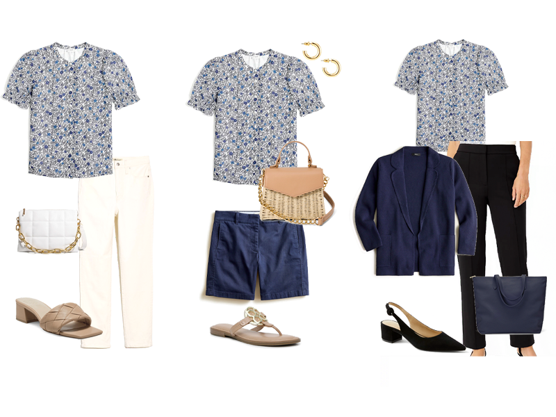 How to Wear J.Crew Factory Print Blouse