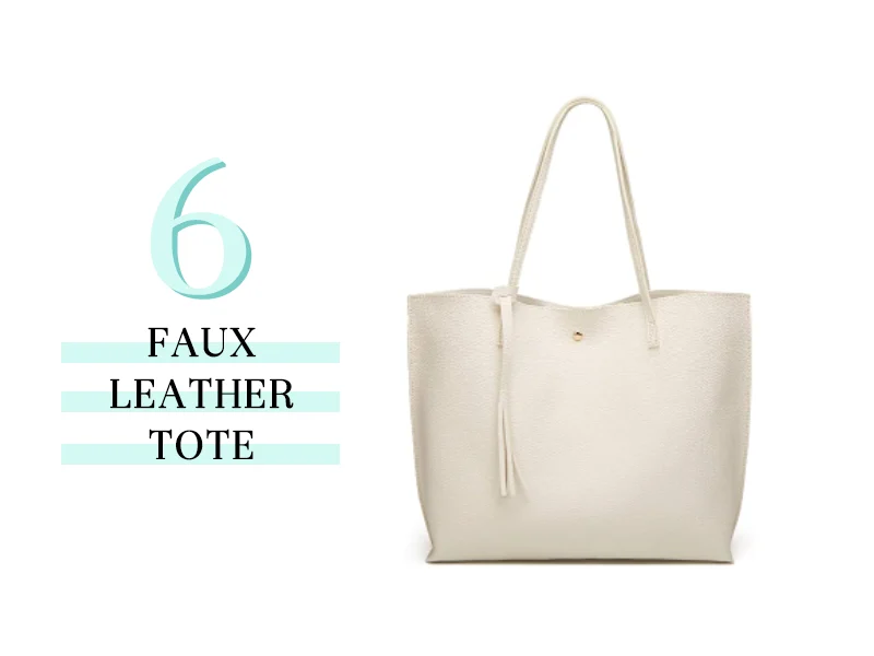 Faux Leather Tote in White