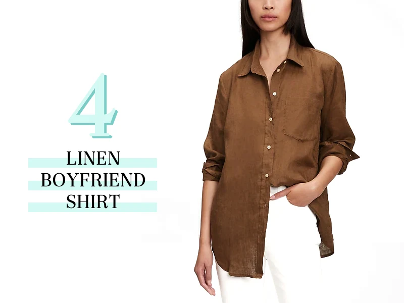 Linen Boyfriend Shirt in Brown