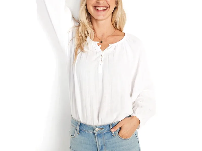 How to Wear the Old Navy Shirred Long Sleeve Blouse