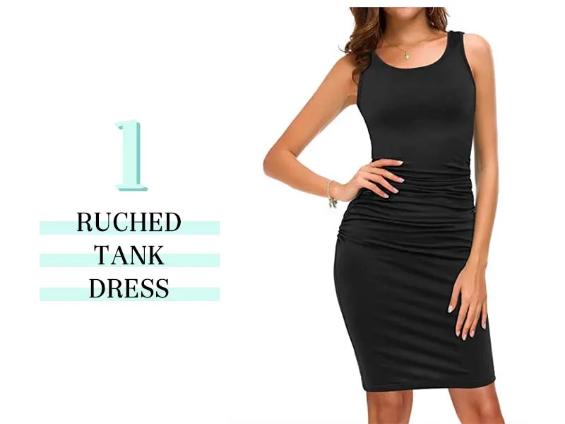 Black Ruched Tank Dress