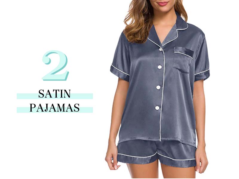 Gray Satin Pajama Set