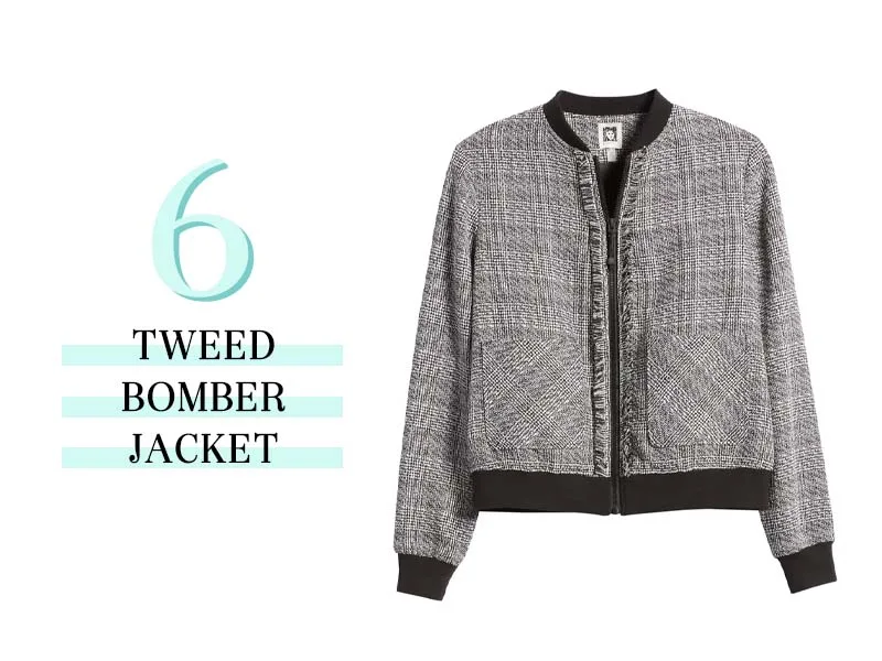 Anne Klein Tweed Bomber Jacket