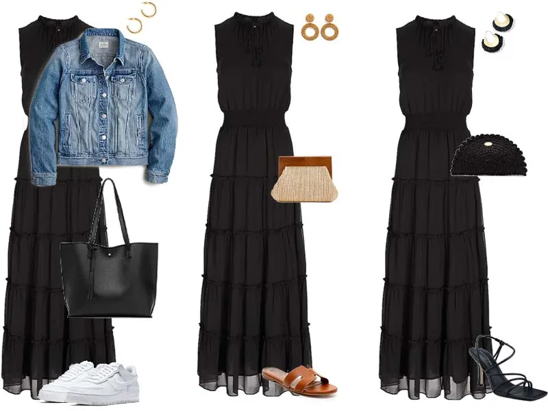 Casual maxi sale black dress