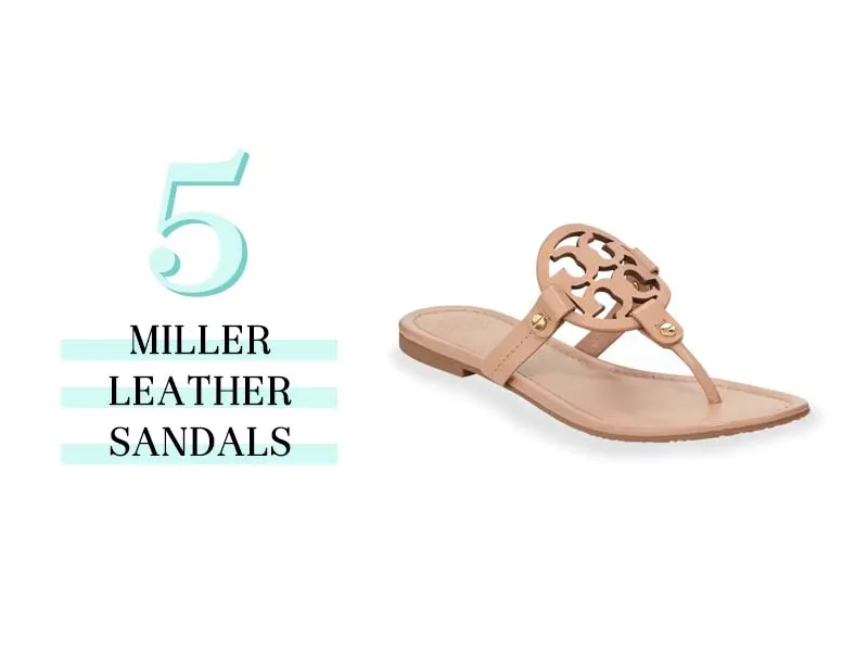 Miller Leather Sandals in Beige