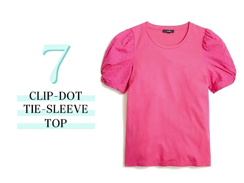 Clip Dot Tie Sleeve Blouse in Pink