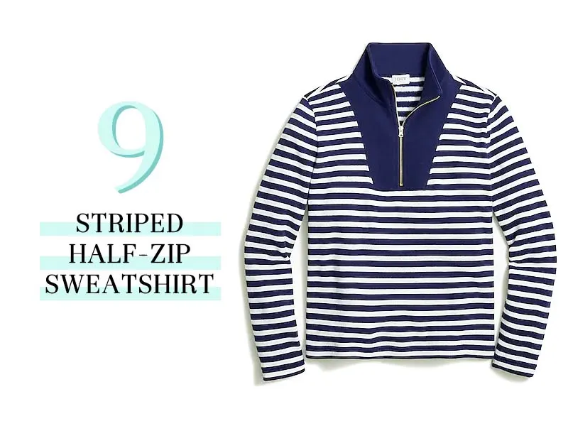 Striped Half Zip Sweatshirt